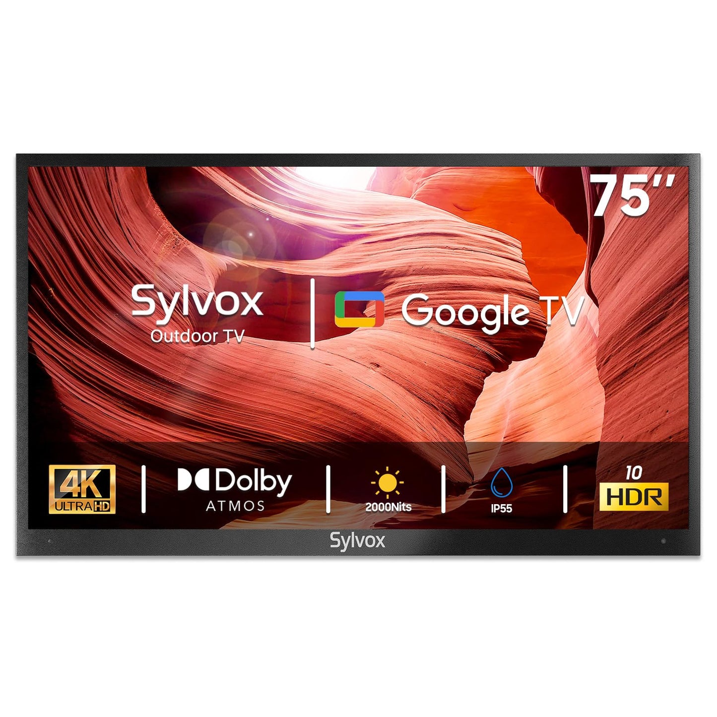 SYLVOX Outdoor TV, 55 inch 2000 Nit High Brightness Smart TVs, 4K Sunlight Readable Display, IP55 Waterproof, Smart TV for Outdoor Households or Commercial Places (Pool Pro 2.0/2024)