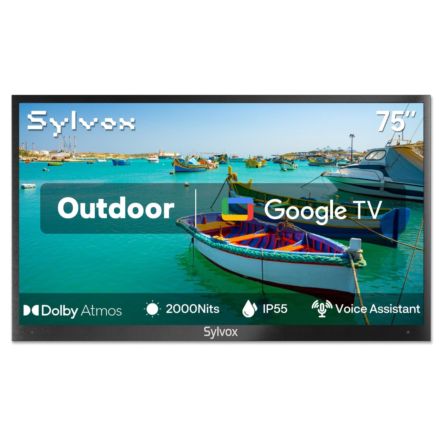 SYLVOX New 65” Outdoor Smart TV, Superior Waterproof Performance, Upgraded Matte Finish for Enhanced Anti-Glare Effect, Full Metal, with Dolby Atoms, 1000nits, Partial Sun Deck Pro 2.0+ Series
