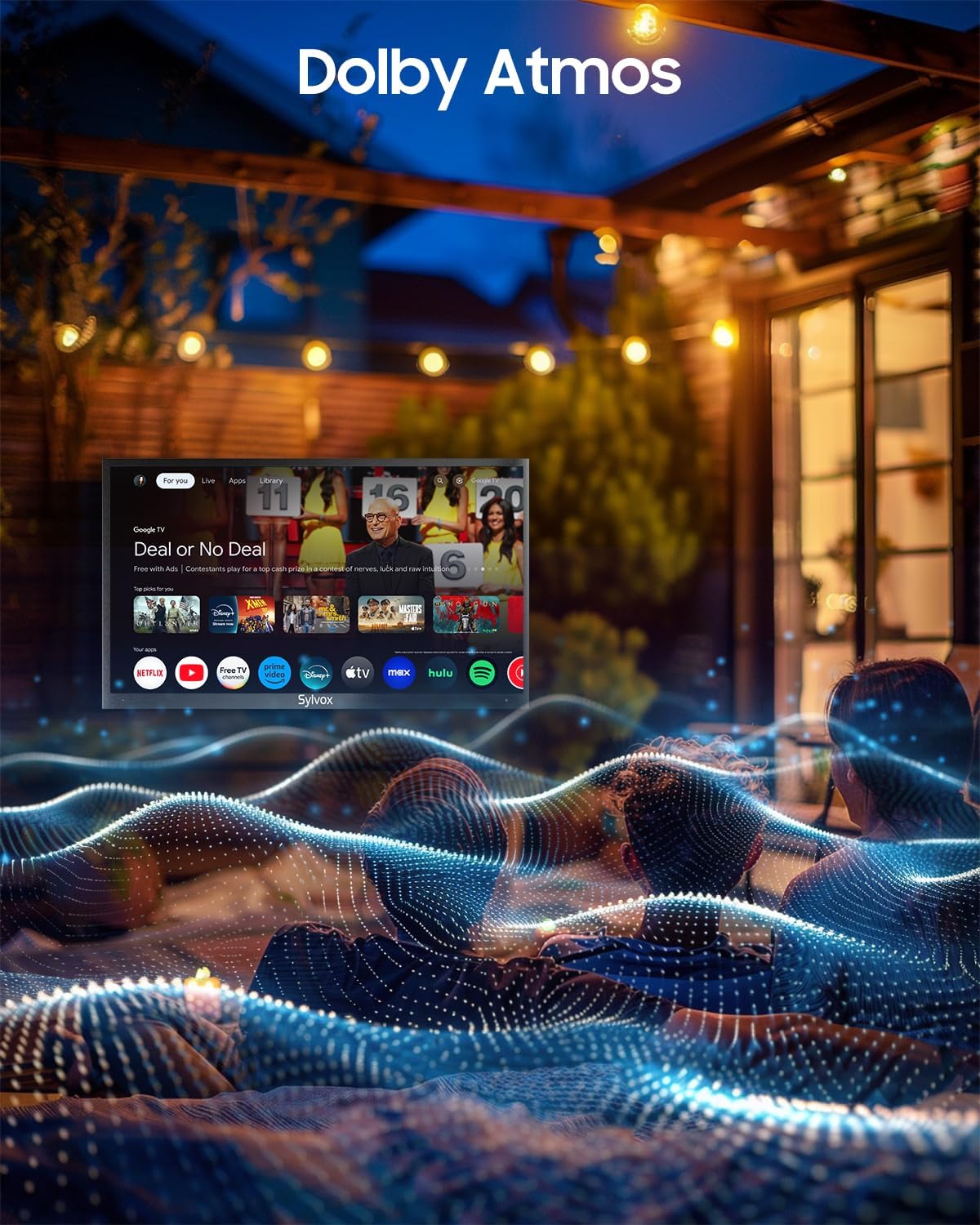 SYLVOX Outdoor TV, 43-Inch Waterproof Smart TV, 2000 nits Full Sun TV, 4K, Dolby Atmos, HDR10, Weatherproof Television with Voice Assistant Remote (Pool Pro 2.0, Latest Model)