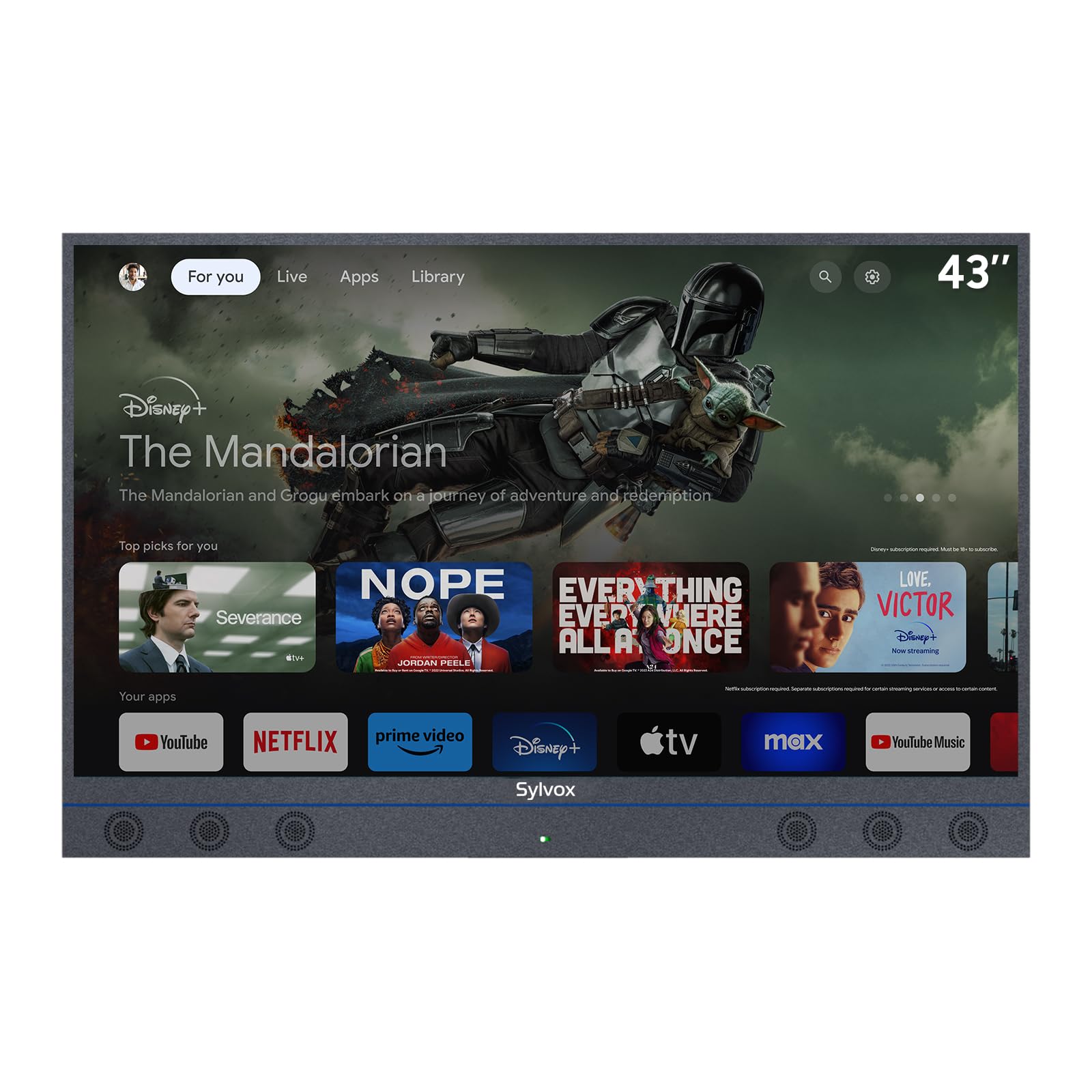 SYLVOX New 65” Outdoor Smart TV, Superior Waterproof Performance, Upgraded Matte Finish for Enhanced Anti-Glare Effect, Full Metal, with Dolby Atoms, 1000nits, Partial Sun Deck Pro 2.0+ Series