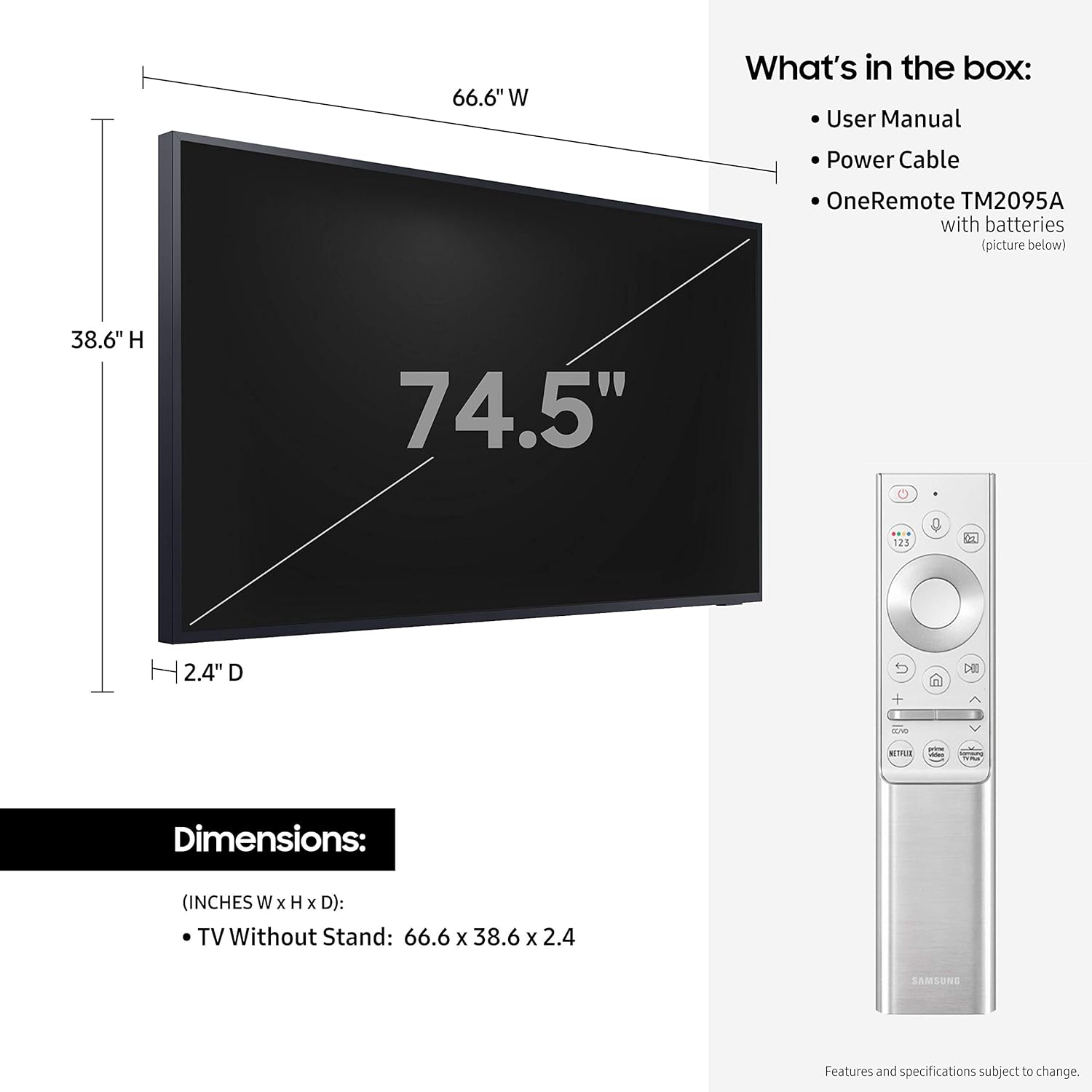 SAMSUNG 75-inch Class QLED 4K The Terrace Partial Sun Outdoor, Direct Full Array 16x, Quantum HDR 32x, Weatherproof, Wide Viewing Angle Smart TV w/ Alexa Built-in (QN75LST7TAFXZA, Latest Model)
