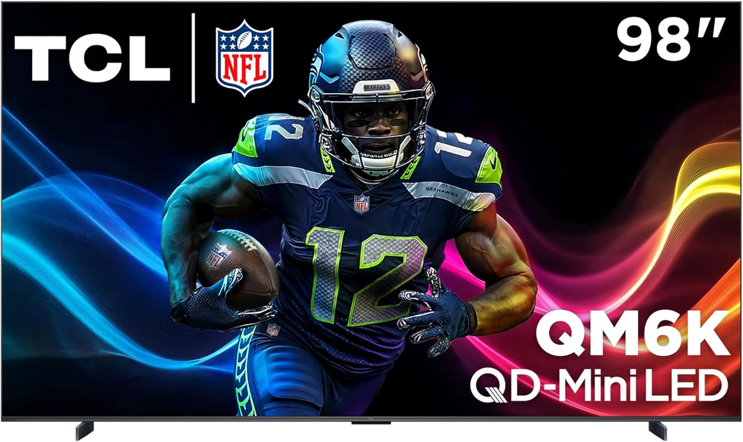 TCL 98-Inch Class QM6K Series QD-Mini LED 4K UHD Google Smart TV Best Value Mini-LED TV - QLED, 144hz, 288hz Gaming Rate, High Contrast Screen, Onkyo Audio, Dolby Atmos (98QM6K, 2025 Model)