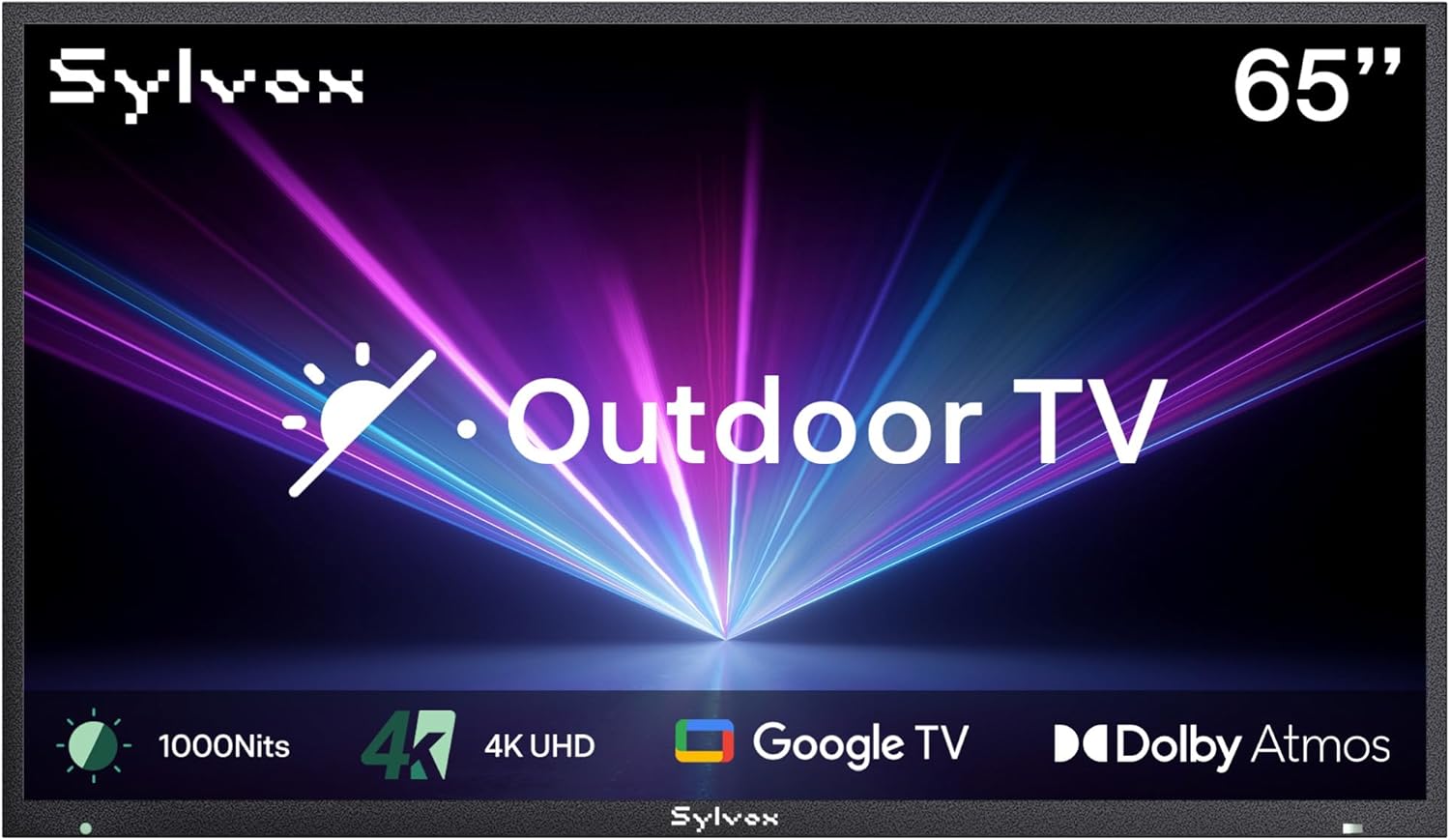 SYLVOX New 65” Outdoor Smart TV, Superior Waterproof Performance, Upgraded Matte Finish for Enhanced Anti-Glare Effect, Full Metal, with Dolby Atoms, 1000nits, Partial Sun Deck Pro 2.0+ Series