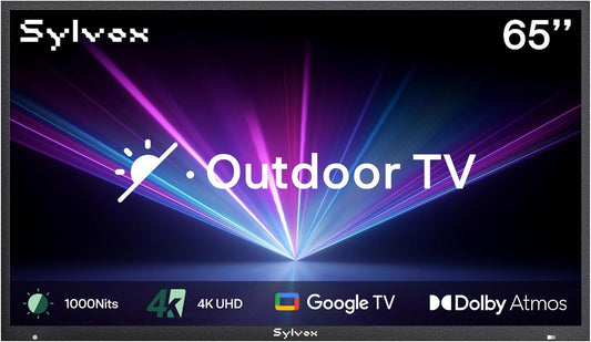 SYLVOX New 65” Outdoor Smart TV, Superior Waterproof Performance, Upgraded Matte Finish for Enhanced Anti-Glare Effect, Full Metal, with Dolby Atoms, 1000nits, Partial Sun Deck Pro 2.0+ Series