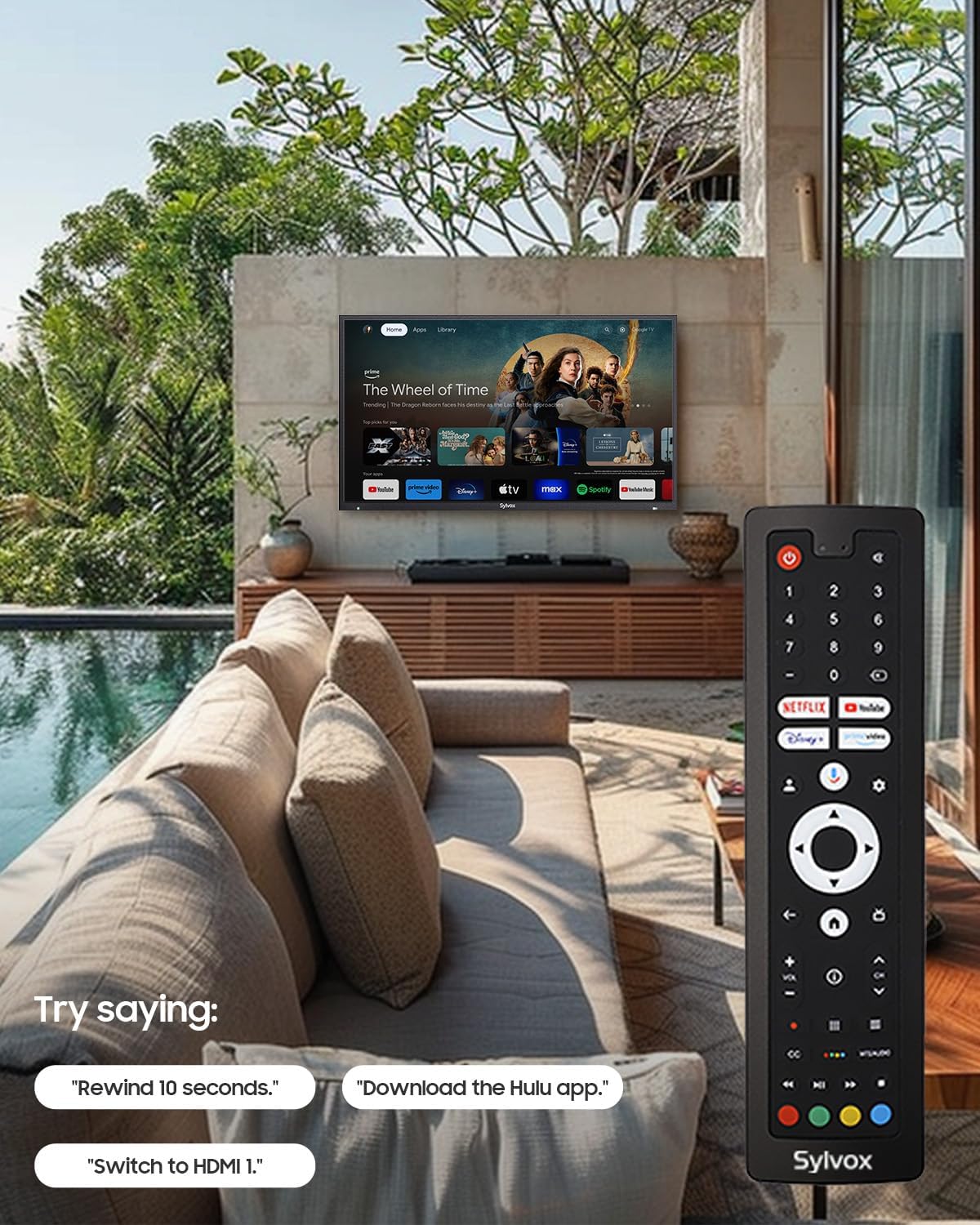 SYLVOX Outdoor TV, 43-Inch Waterproof Smart TV, 2000 nits Full Sun TV, 4K, Dolby Atmos, HDR10, Weatherproof Television with Voice Assistant Remote (Pool Pro 2.0, Latest Model)