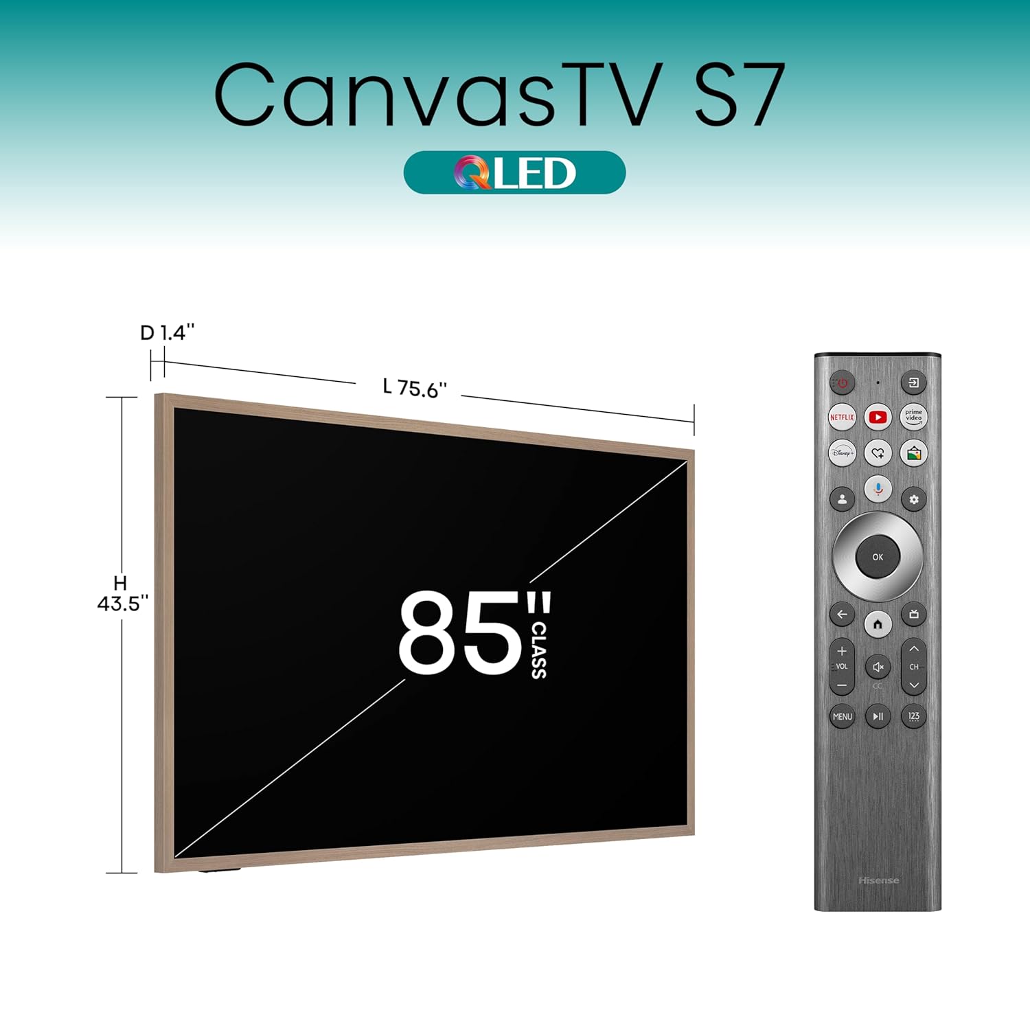 Hisense 85-Inch Class QLED 4K S7N CanvasTV Series Dolby Vision HDR Google Smart TV (85S7N, 2025 Model) - 144Hz, Art Mode, Anti-Glare Panel, Hi-Matte Display, UltraSlim Wall Mount & Frame Included