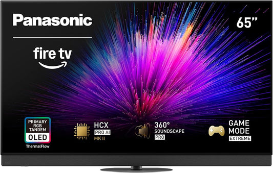 PANASONIC Z95 Series (2025 Model) 65-inch OLED 4K Ultra HD Smart Fire TV, HDR10+ Adaptive, Dolby Vision IQ, 360 Soundscape Pro, 144Hz Refresh Rate and Hands-Free Alexa - 65Z95BP