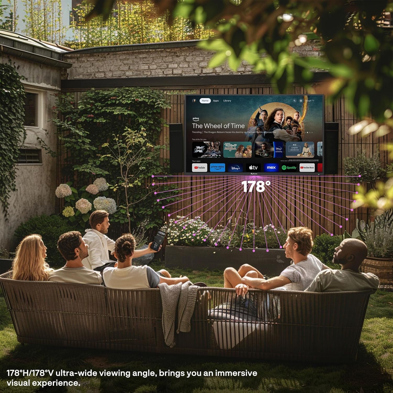 SYLVOX New 65” Outdoor Smart TV, Superior Waterproof Performance, Upgraded Matte Finish for Enhanced Anti-Glare Effect, Full Metal, with Dolby Atoms, 1000nits, Partial Sun Deck Pro 2.0+ Series