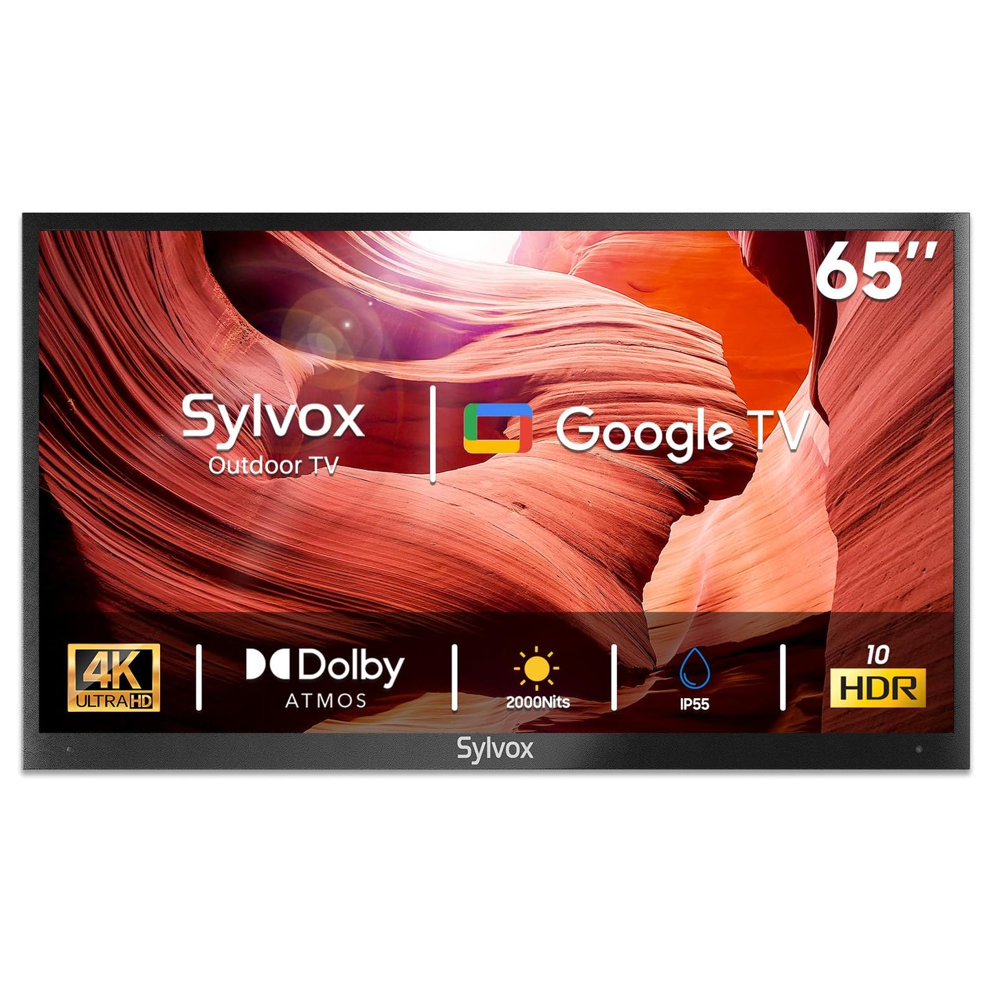 SYLVOX Outdoor TV, 55 inch 2000 Nit High Brightness Smart TVs, 4K Sunlight Readable Display, IP55 Waterproof, Smart TV for Outdoor Households or Commercial Places (Pool Pro 2.0/2024)