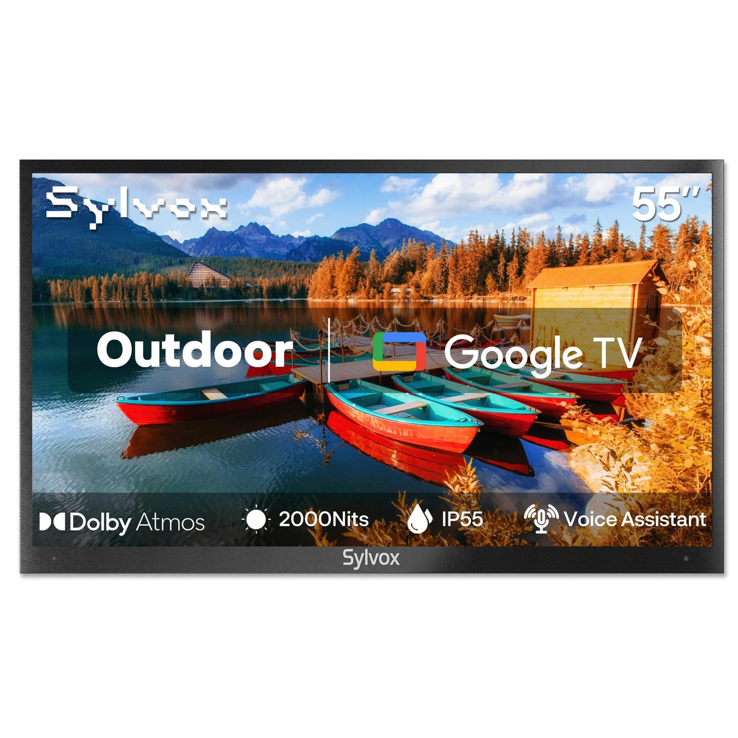 SYLVOX New 65” Outdoor Smart TV, Superior Waterproof Performance, Upgraded Matte Finish for Enhanced Anti-Glare Effect, Full Metal, with Dolby Atoms, 1000nits, Partial Sun Deck Pro 2.0+ Series