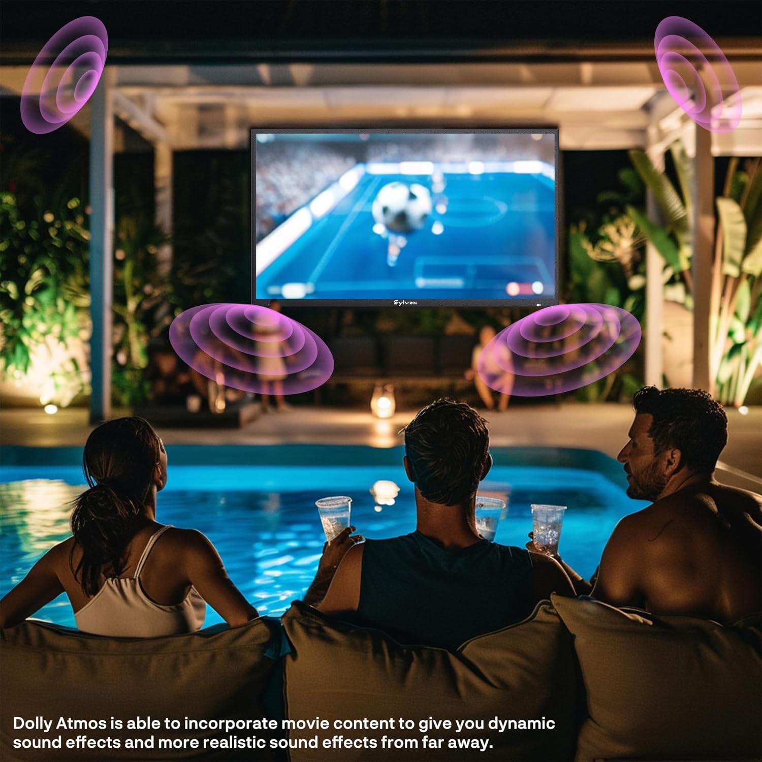SYLVOX New 65” Outdoor Smart TV, Superior Waterproof Performance, Upgraded Matte Finish for Enhanced Anti-Glare Effect, Full Metal, with Dolby Atoms, 1000nits, Partial Sun Deck Pro 2.0+ Series