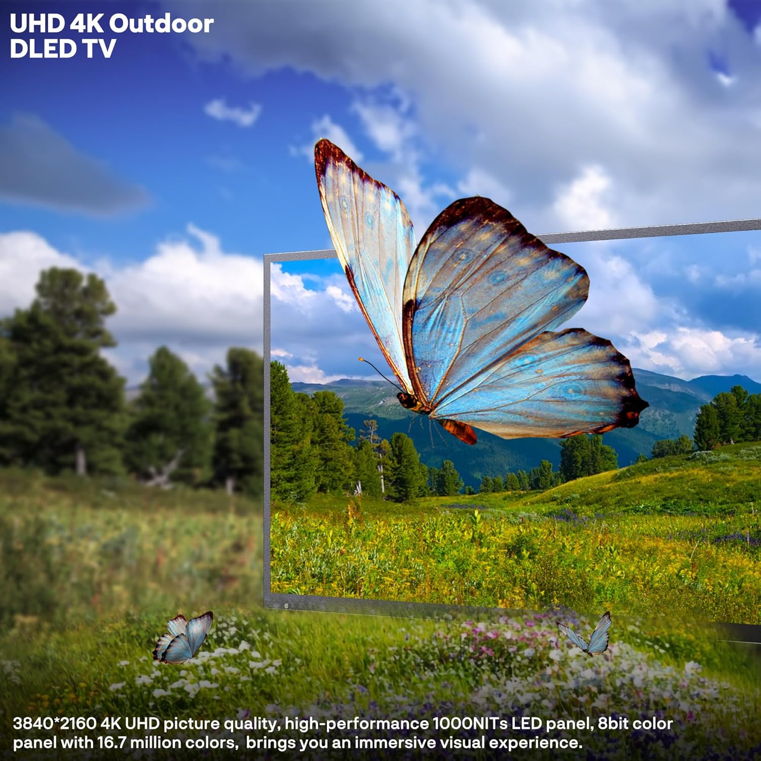 SYLVOX New 65” Outdoor Smart TV, Superior Waterproof Performance, Upgraded Matte Finish for Enhanced Anti-Glare Effect, Full Metal, with Dolby Atoms, 1000nits, Partial Sun Deck Pro 2.0+ Series