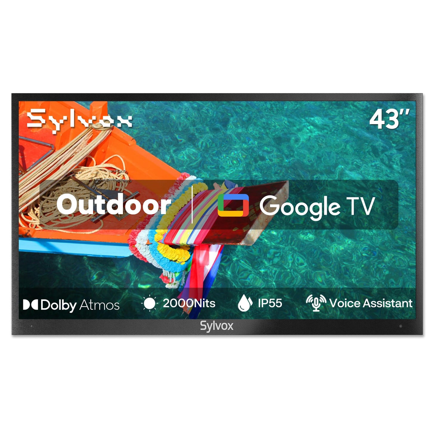SYLVOX New 65” Outdoor Smart TV, Superior Waterproof Performance, Upgraded Matte Finish for Enhanced Anti-Glare Effect, Full Metal, with Dolby Atoms, 1000nits, Partial Sun Deck Pro 2.0+ Series