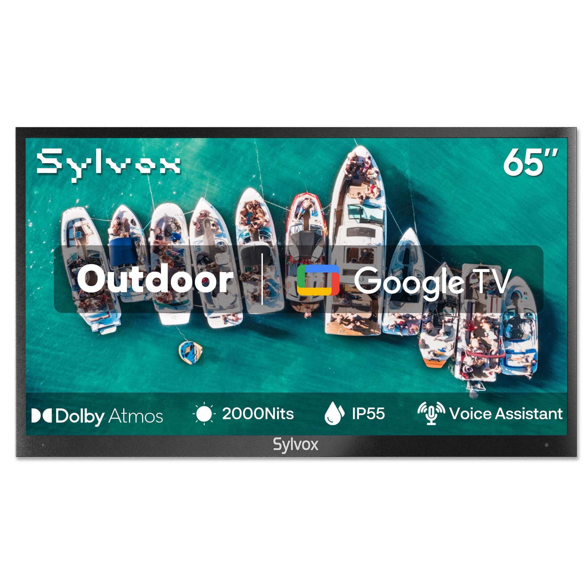 SYLVOX New 65” Outdoor Smart TV, Superior Waterproof Performance, Upgraded Matte Finish for Enhanced Anti-Glare Effect, Full Metal, with Dolby Atoms, 1000nits, Partial Sun Deck Pro 2.0+ Series
