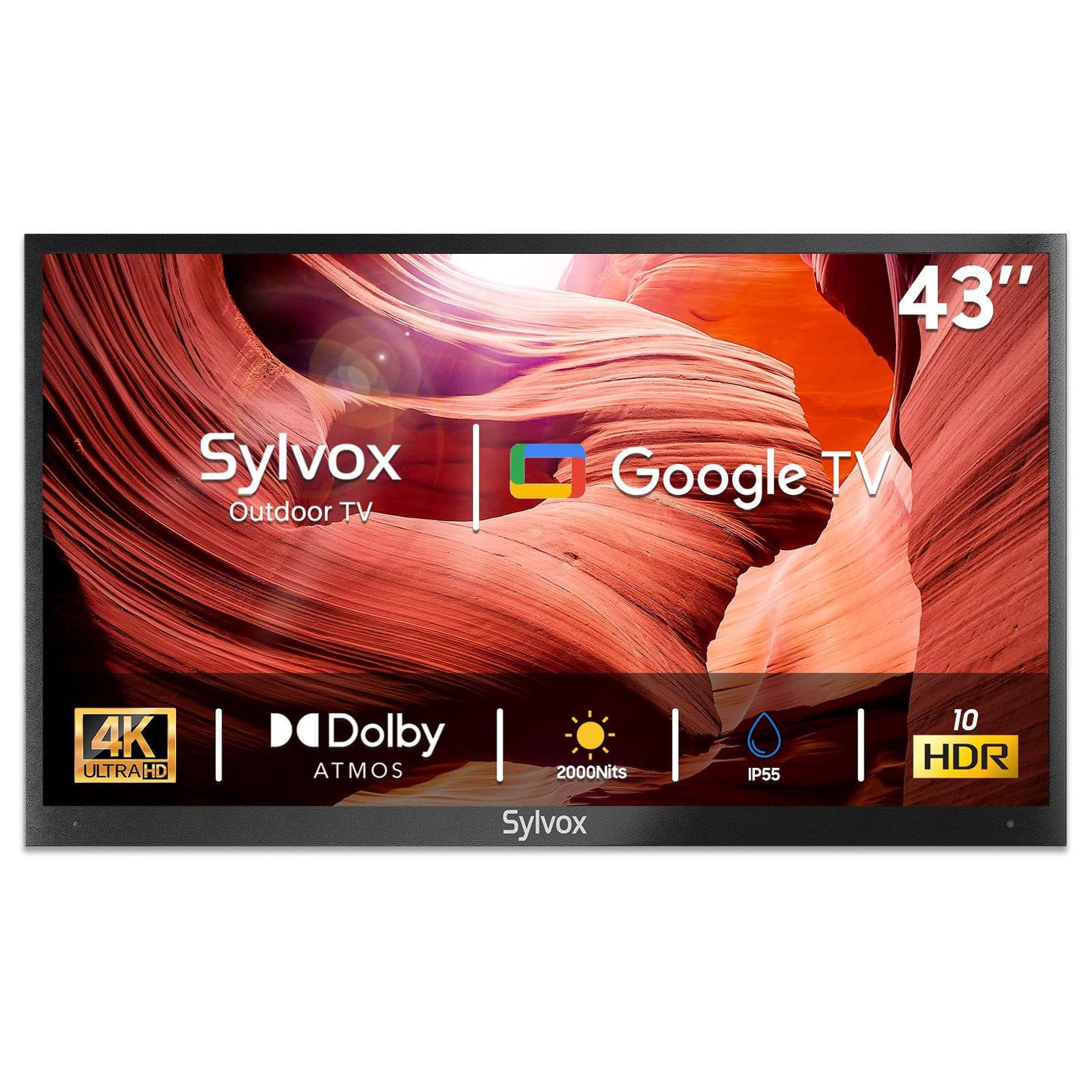 SYLVOX Outdoor TV, 55 inch 2000 Nit High Brightness Smart TVs, 4K Sunlight Readable Display, IP55 Waterproof, Smart TV for Outdoor Households or Commercial Places (Pool Pro 2.0/2024)