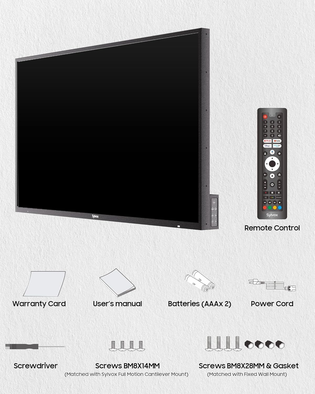 SYLVOX Outdoor TV, 55 inch 2000 Nit High Brightness Smart TVs, 4K Sunlight Readable Display, IP55 Waterproof, Smart TV for Outdoor Households or Commercial Places (Pool Pro 2.0/2024)
