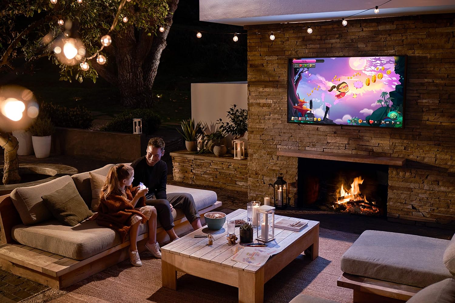 SAMSUNG 75-inch Class QLED 4K The Terrace Partial Sun Outdoor, Direct Full Array 16x, Quantum HDR 32x, Weatherproof, Wide Viewing Angle Smart TV w/ Alexa Built-in (QN75LST7TAFXZA, Latest Model)