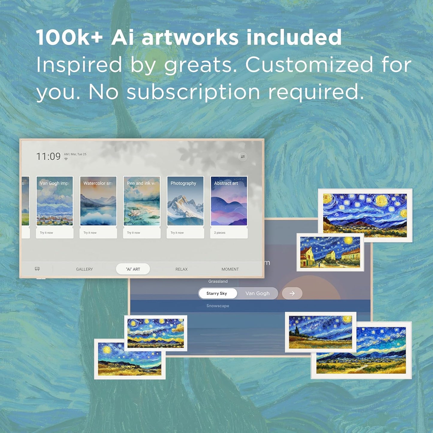 TCL 85-Inch Class NXTVISION Series QLED 4K UHD Google Smart TV Canvas Style Art Frame TV - QLED, 120hz, Matte Anti-Glare Screen, Free Bezel and Frame, Atmos, Free Art Included (85A300W, 2024 Model)